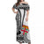 Fiji Off Shoulder Long Dress Masi Tapa Patterns White Style LT6 Women White - Polynesian Pride