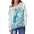 (Custom Personalized) Guam Off Shoulder Sweater Ocean and Turtle Simple Style LT7 Cerulean - Polynesian Pride