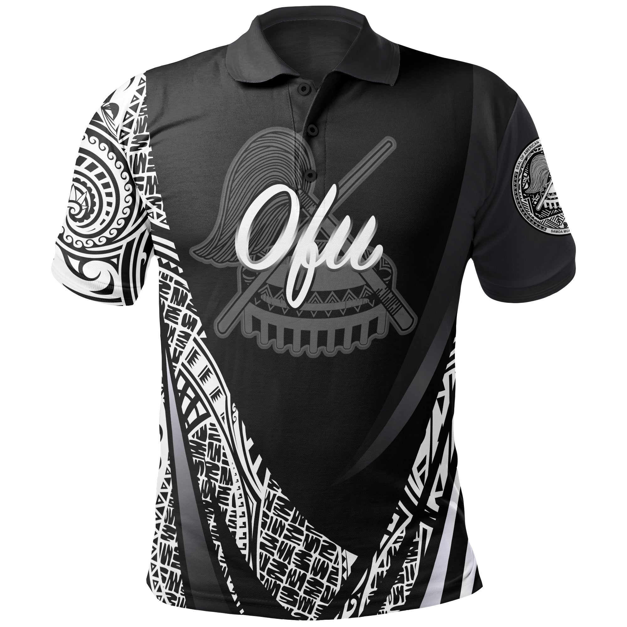 American Samoa Polo Shirt Manua Ofu Polynesian Patterns Sport Style Unisex Black - Polynesian Pride