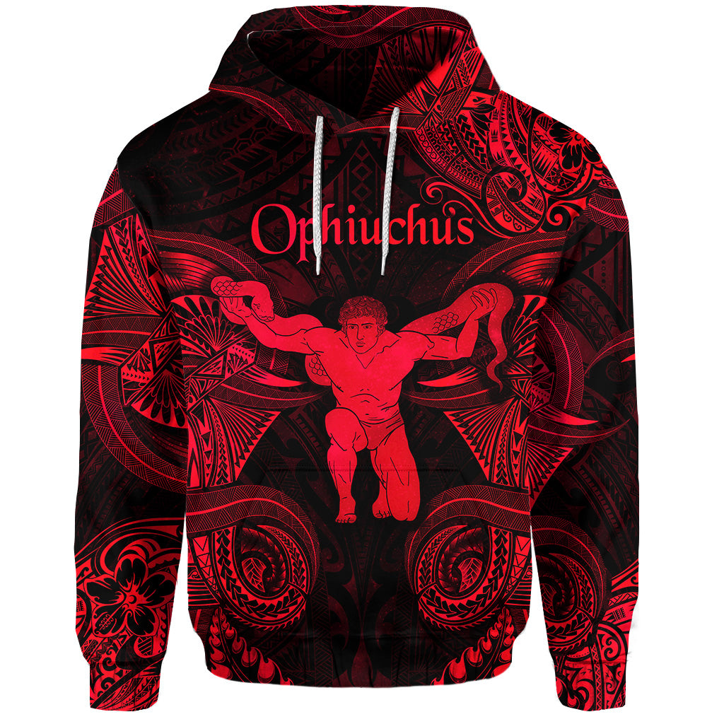 Custom Ophiuchus Zodiac Polynesian Hoodie Unique Style Red LT8 - Polynesian Pride