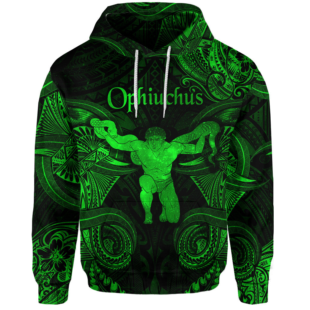 Custom Ophiuchus Zodiac Polynesian Hoodie Unique Style Green LT8 - Polynesian Pride