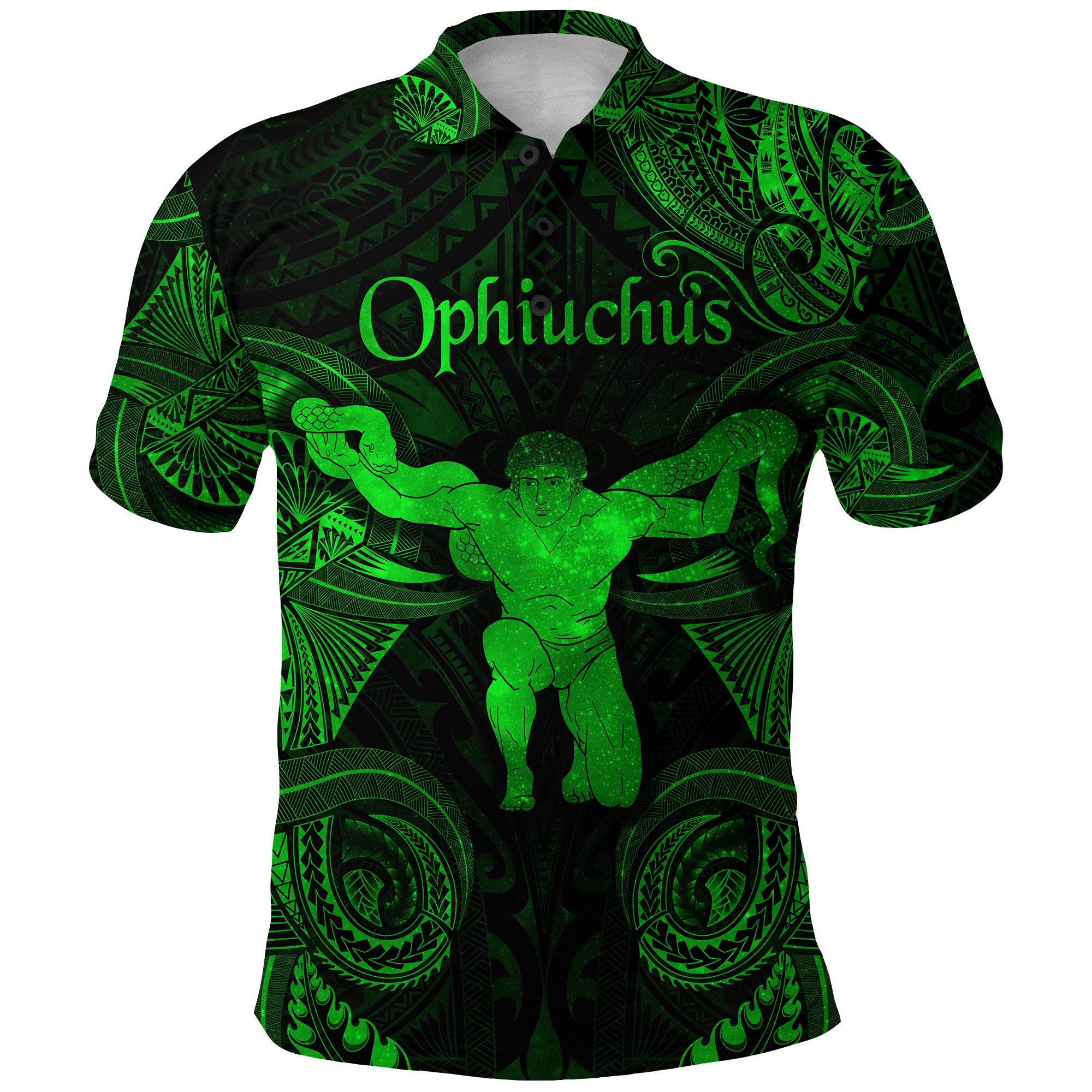 Custom Ophiuchus Zodiac Polynesian Polo Shirt Unique Style Green LT8 - Polynesian Pride