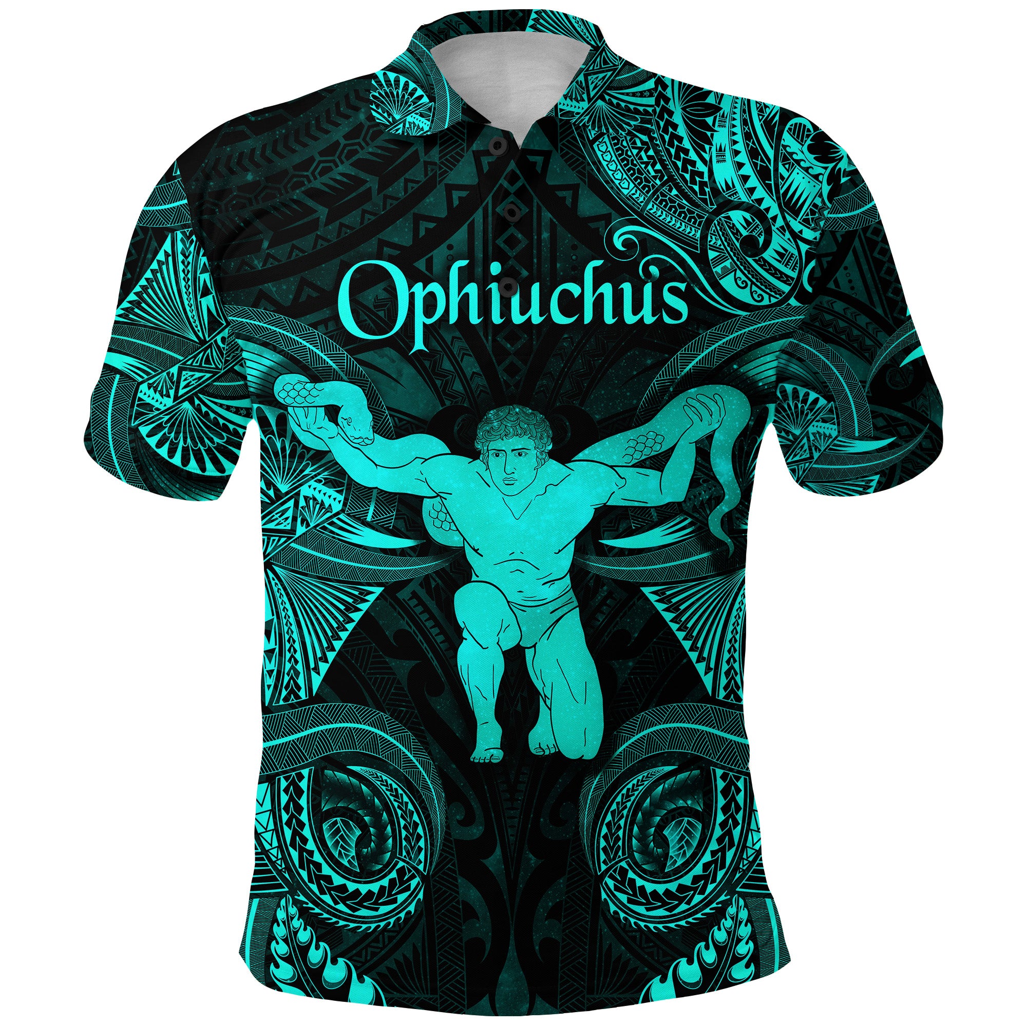 Custom Ophiuchus Zodiac Polynesian Polo Shirt Unique Style Turquoise LT8 - Polynesian Pride