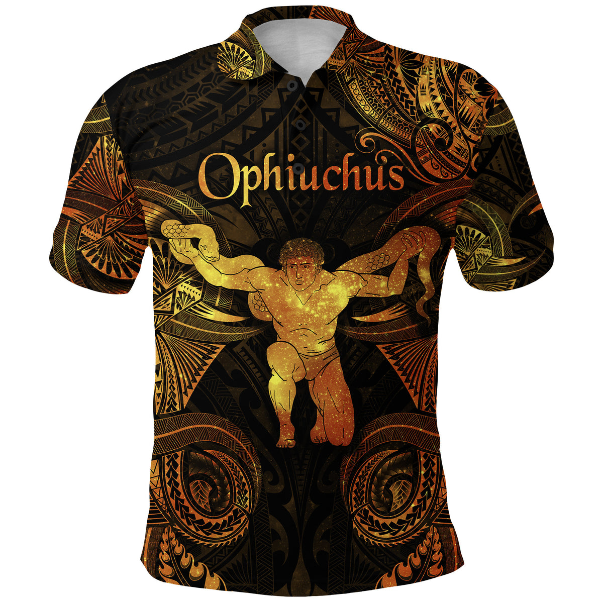 Ophiuchus Zodiac Polynesian Polo Shirt Unique Style Gold LT8 - Polynesian Pride
