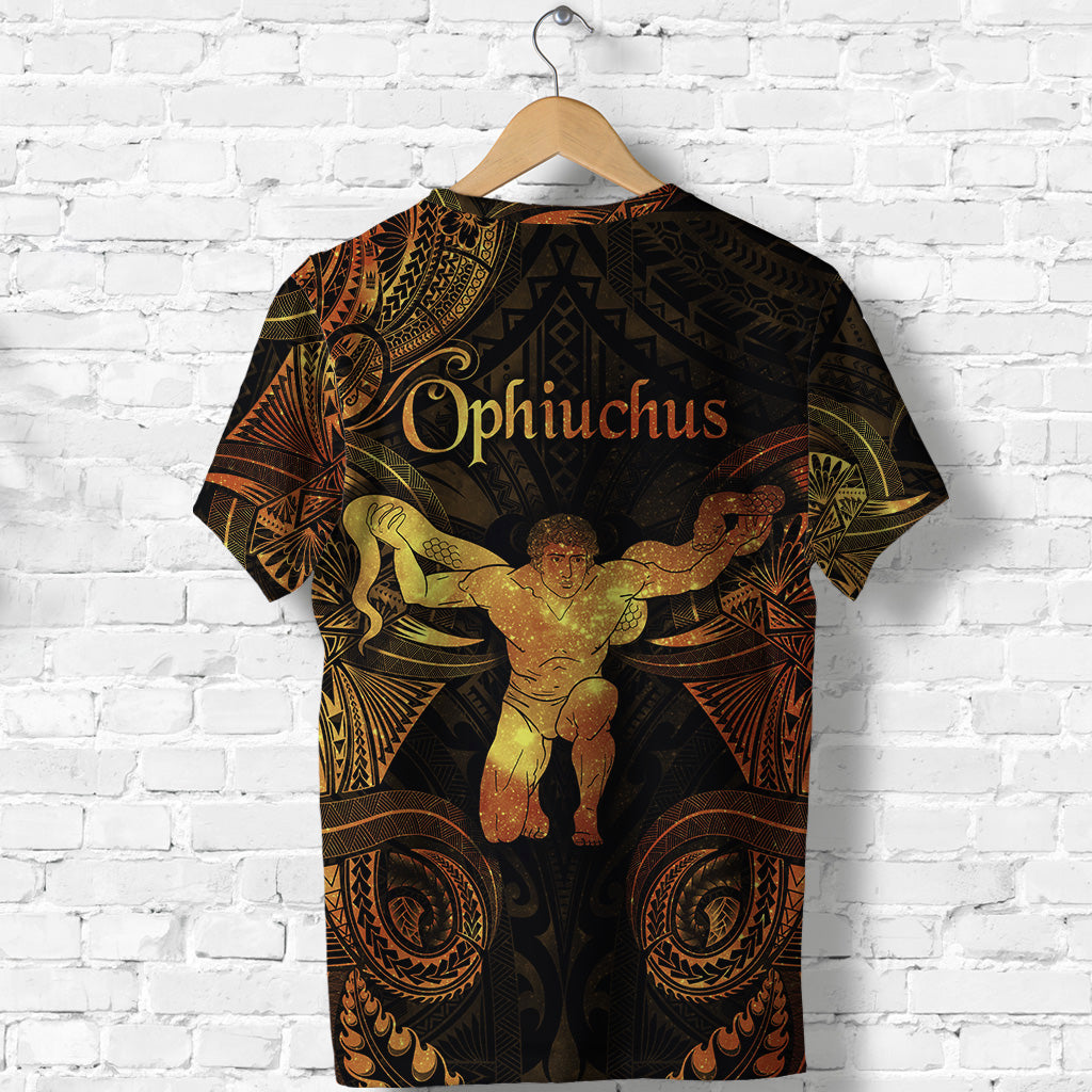Ophiuchus Zodiac Polynesian T Shirt Unique Style Gold LT8 - Polynesian Pride