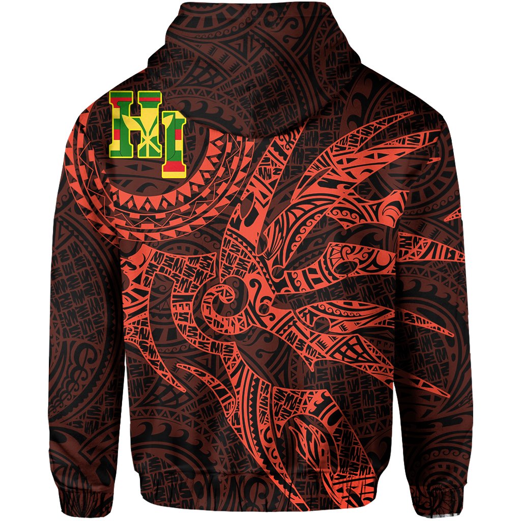 Hawaii Hoodie Zip Polynesian Kanaka Map Hawaiian Hoodie Zip Orange TT Style - Polynesian Pride