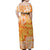 Polynesian Off Shoulder Long Dress Tapa Plumeria Style - Orange LT7 - Polynesian Pride