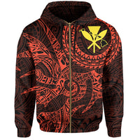 Hawaii Hoodie Zip Polynesian Kanaka Map Hawaiian Hoodie Zip Orange TT Style - Polynesian Pride