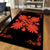 Hawaiian Quilt Maui Plant And Hibiscus Pattern Area Rug - Orange Black - AH - Polynesian Pride