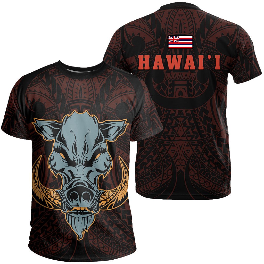 Hawaii Wild Boar Kamapuaa T Shirt Orange Hawaiian Mythology Style Unisex Orange - Polynesian Pride