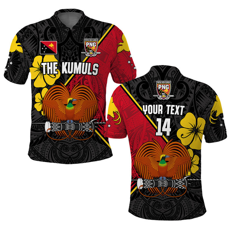 (Custom Text and Number) The Kumuls PNG Polo Shirt Papua New Guinea Polynesian Dynamic Style Black LT14 Black - Polynesian Pride