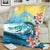 Hawaii Dolphin Plumeria Surfing Polynesian Premium Blanket - Muriel Style - AH White - Polynesian Pride