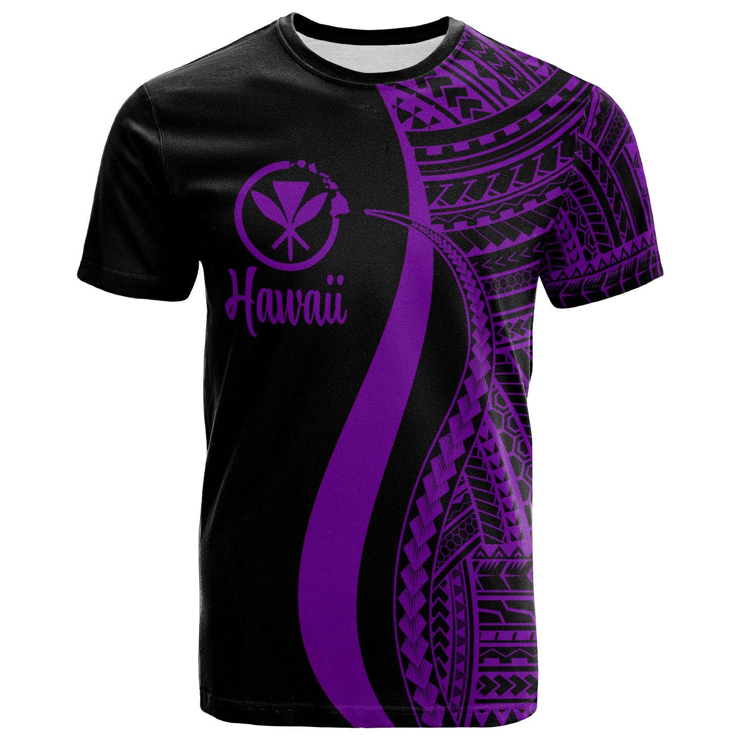 Hawaii T Shirt Kanaka Maoli Purple Polynesian Tentacle Tribal Pattern Unisex PURPLE - Polynesian Pride