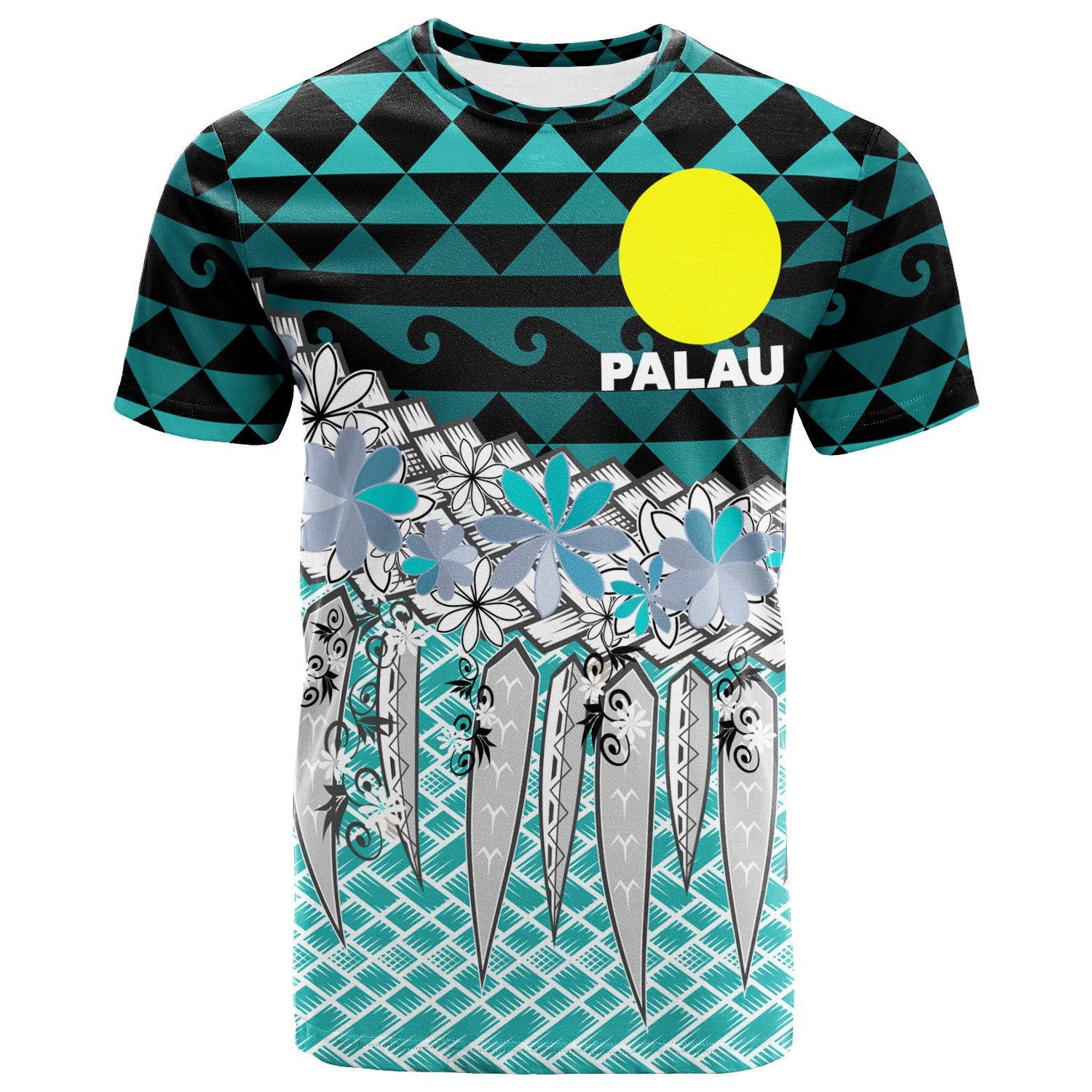 Palau T Shirt Coconut Leaves Weave Pattern Blue Unisex Blue - Polynesian Pride