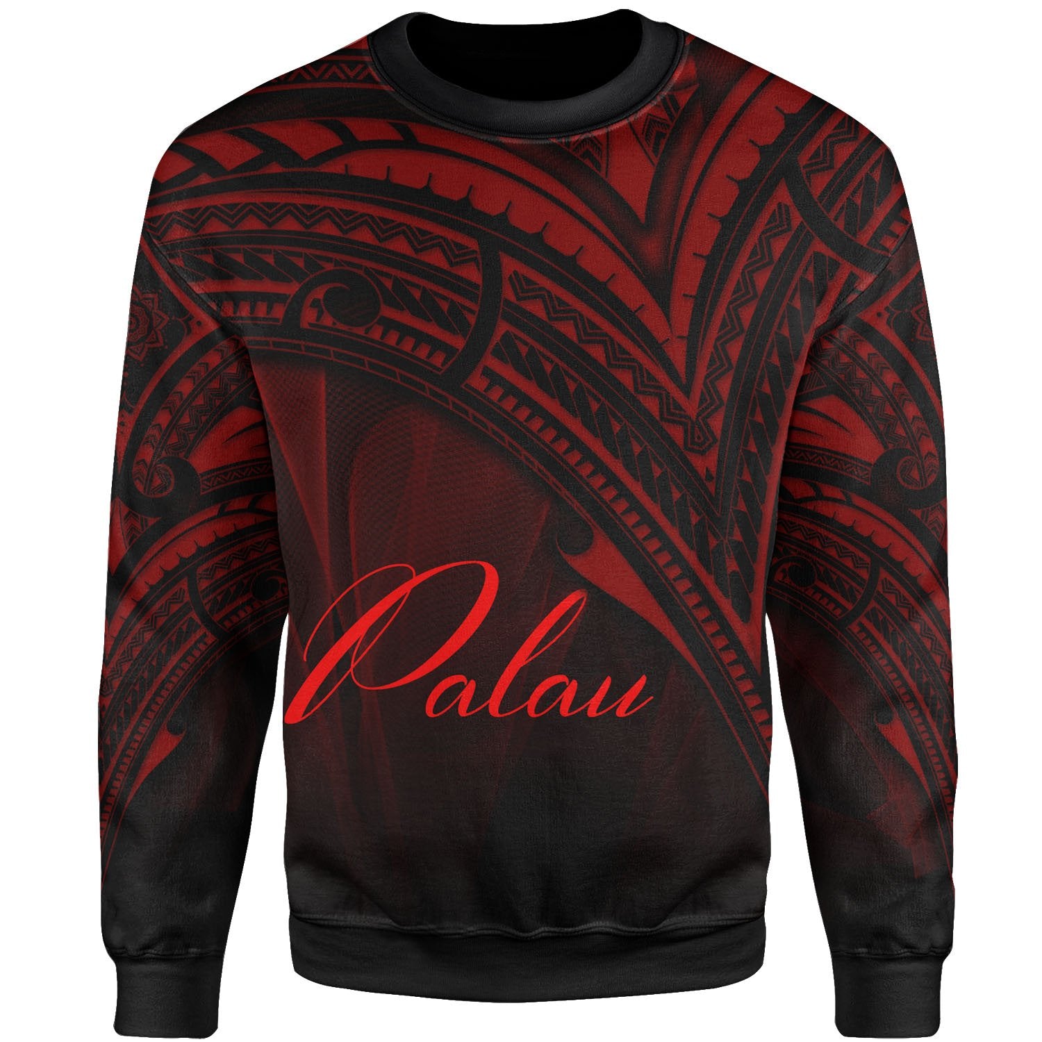 Palau Sweatshirt - Cross Style Red Color Unisex Black - Polynesian Pride