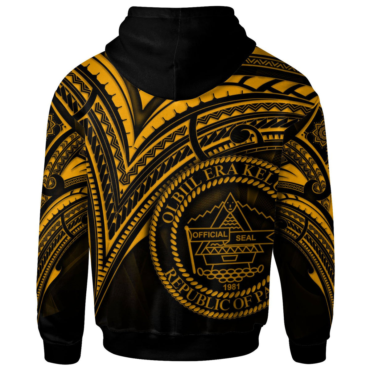 Palau Zip Hoodie Gold Color Cross Style - Polynesian Pride