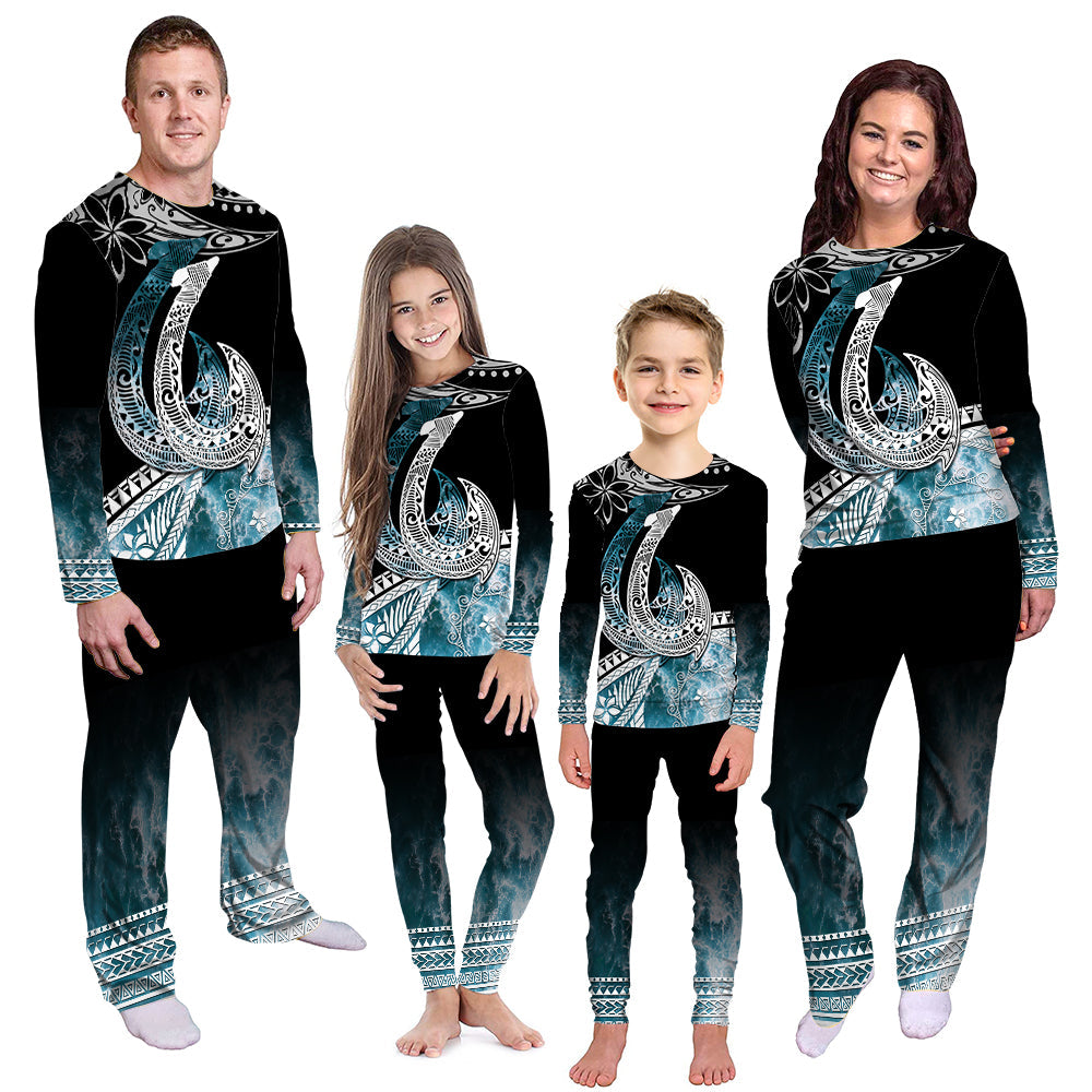 Polynesian Pajama Set Ocean Waves Style - Fish Hook LT7 Kid - Polynesian Pride