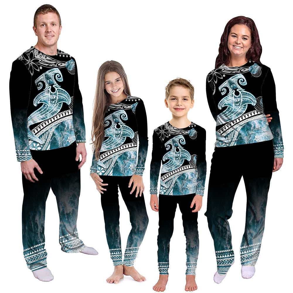 Polynesian Pajama Set Ocean Waves Style - Hammerhead Shark LT7 Kid - Polynesian Pride