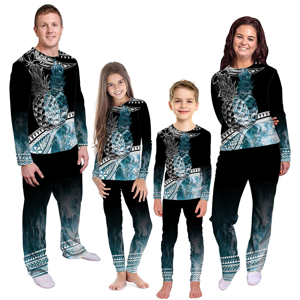 Polynesian Pajama Set Ocean Waves Style - Pineapple LT7 Kid - Polynesian Pride