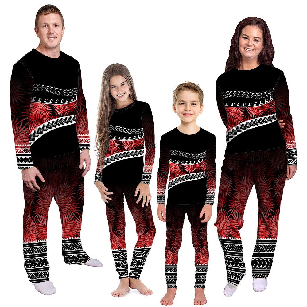 Polynesian Pattern Pajama Set Palm Style - Red LT7 Kid - Polynesian Pride