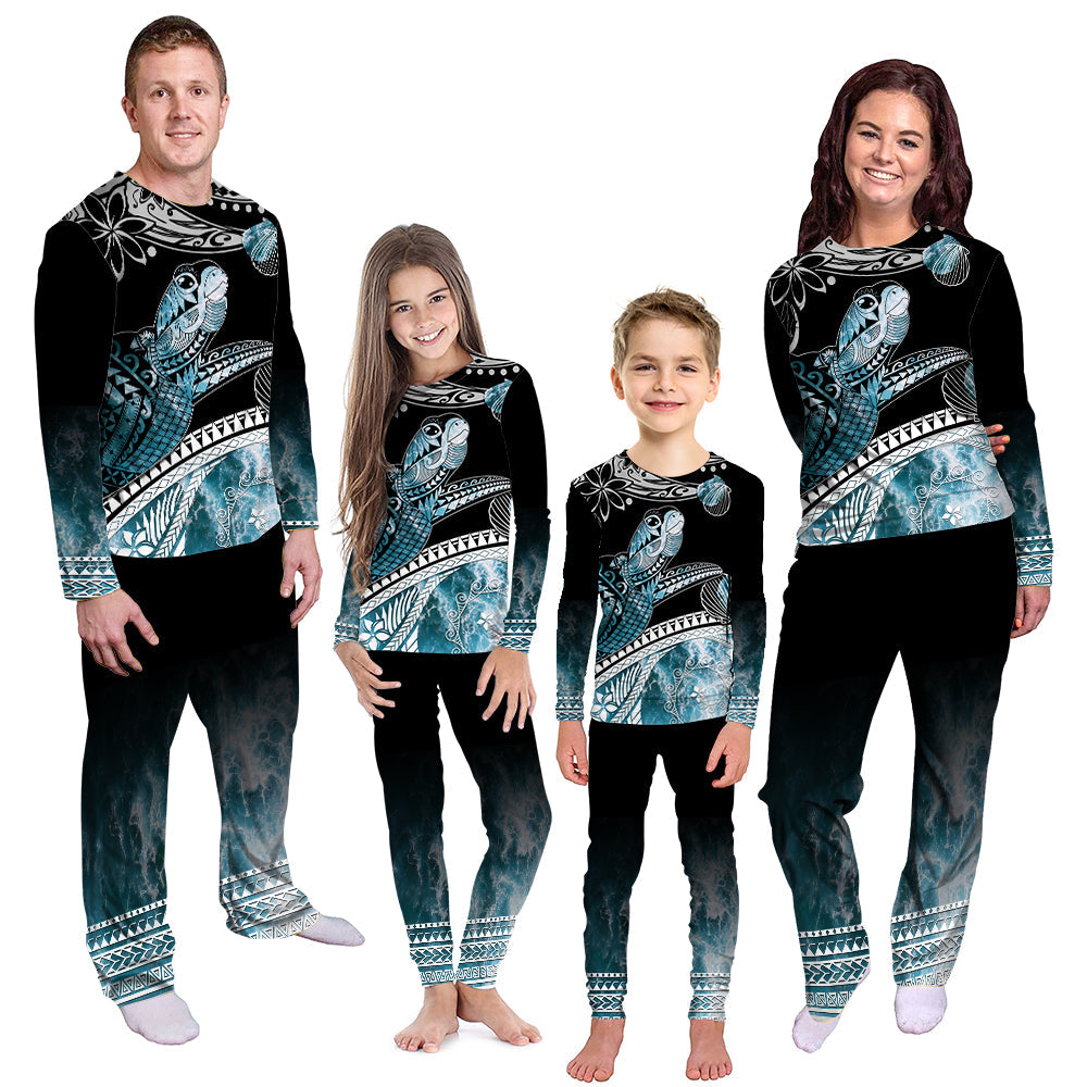 Polynesian Pajama Set Ocean Waves Style - Turtle LT7 Kid - Polynesian Pride