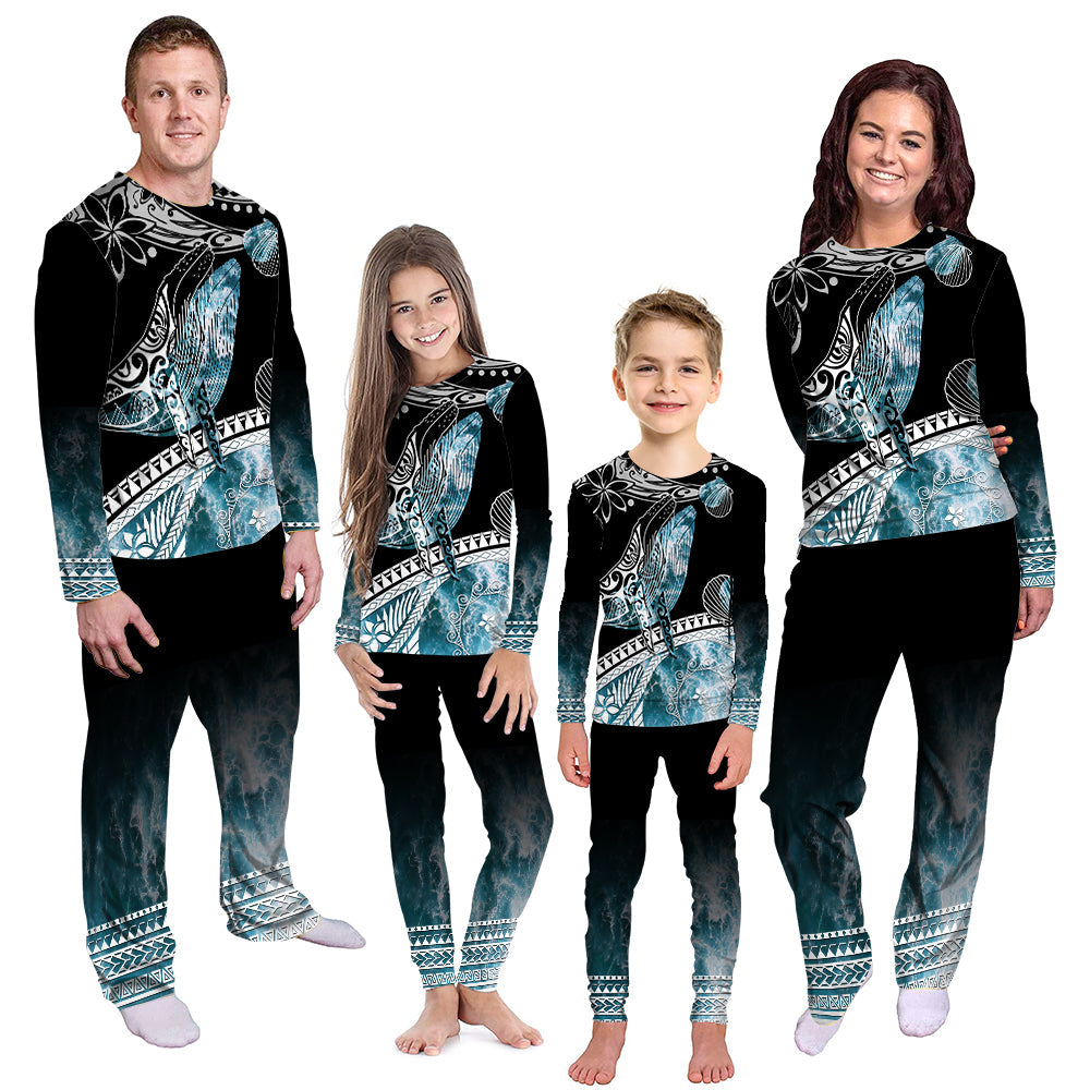 Polynesian Pajama Set Ocean Waves Style - Whale LT7 Kid - Polynesian Pride