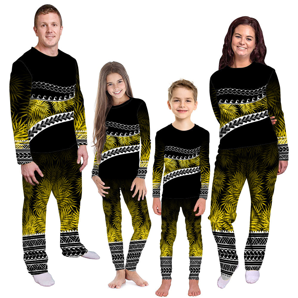 Polynesian Pattern Pajama Set Palm Style - Yellow LT7 Kid - Polynesian Pride