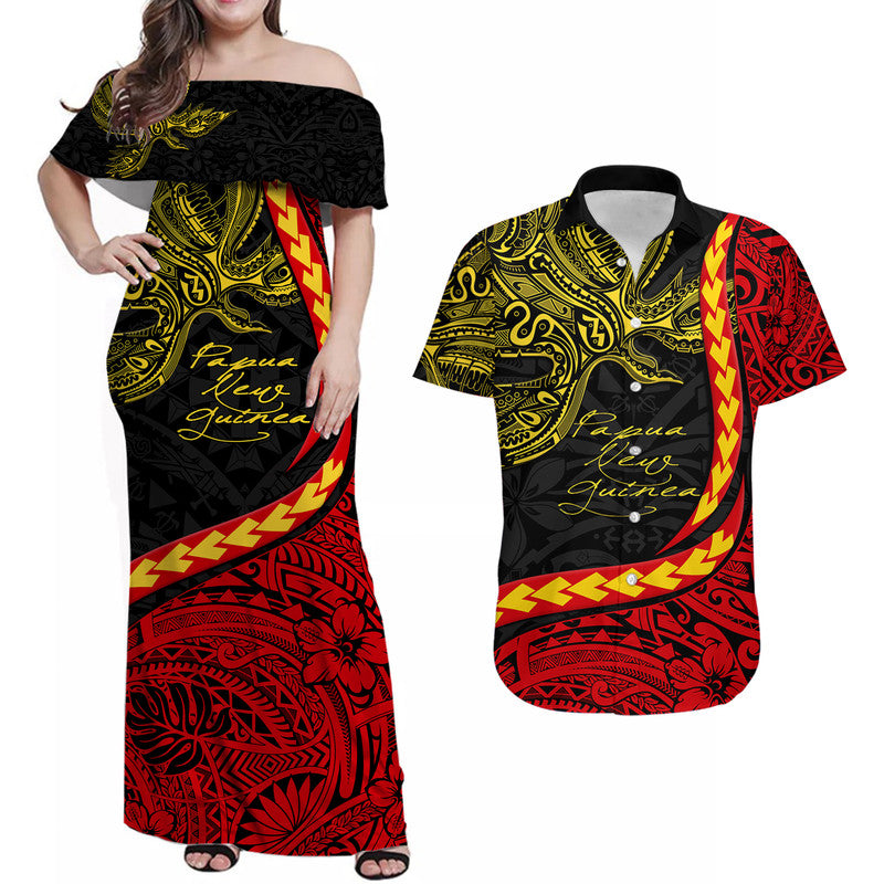 Papua New Guinea Matching Dress and Hawaiian Shirt Unique Bird Style LT9 Black - Polynesian Pride