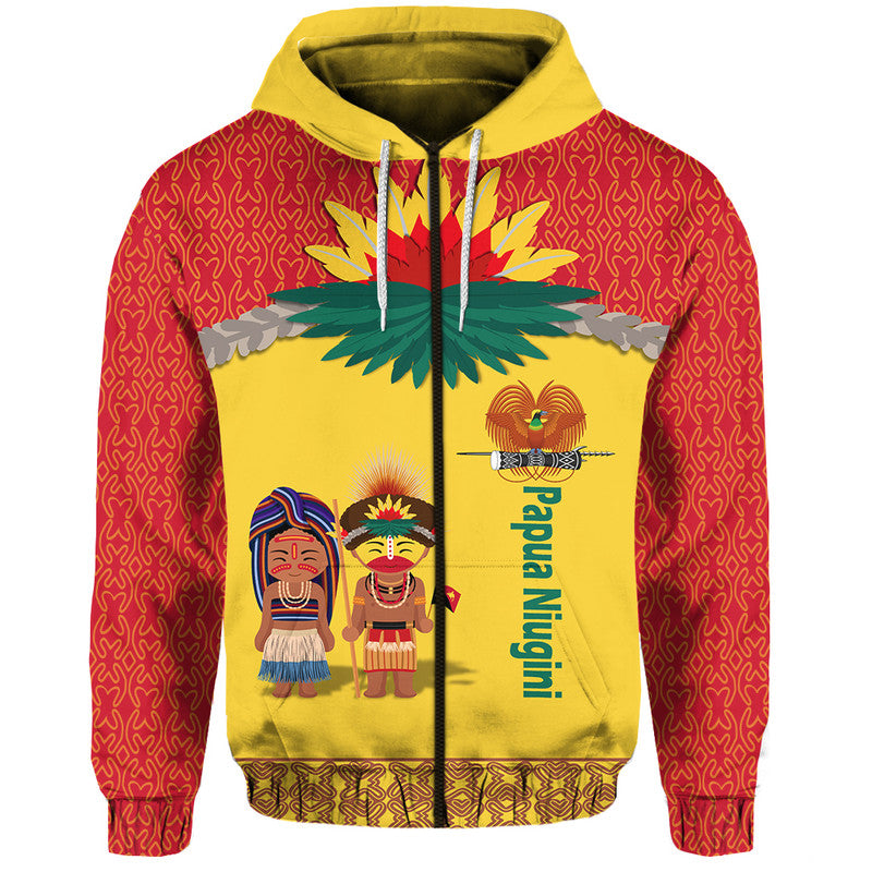 Papua New Guinea Hoodie Indigenous PNG Huli Tapa Style LT9 Zip Hoodie Yellow - Polynesian Pride