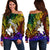 Papua New Guinea Custom Personalised Women's Off Shoulder Sweater - Rainbow Polynesian Pattern Rainbow - Polynesian Pride