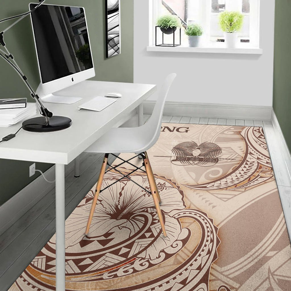 Papua New Guinea Area Rug - Hibiscus Flowers Vintage Style - Polynesian Pride