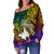 Papua New Guinea Custom Personalised Women's Off Shoulder Sweater - Rainbow Polynesian Pattern - Polynesian Pride