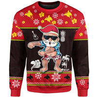 Papua New Guinea Custom Personalised Christmas Sweater - Santa Claus Polynesian Tattoo Unisex Red - Polynesian Pride