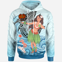 Papua New Guinea Hoodie Polynesian Girls With Shark Unisex Blue - Polynesian Pride