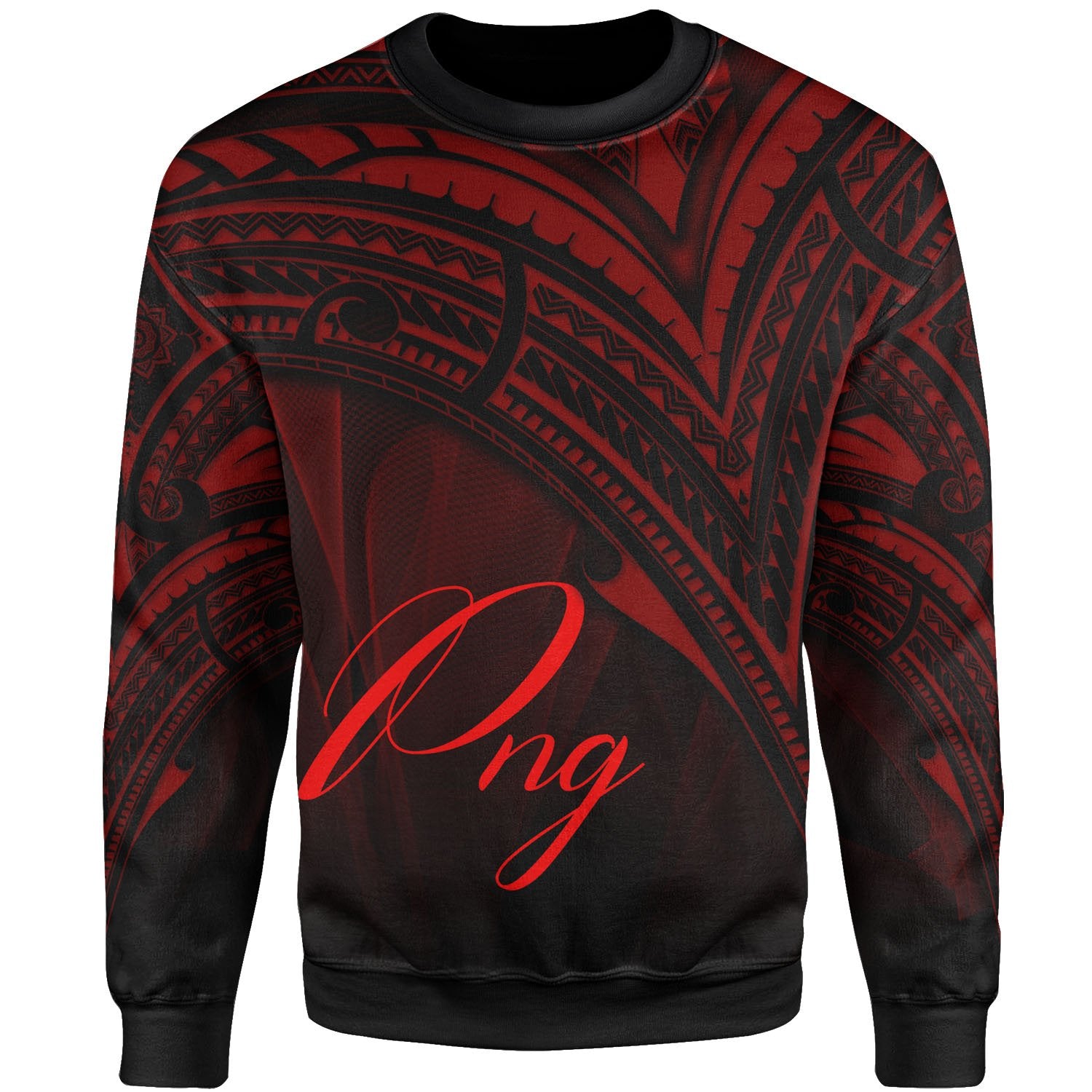 Papua New Guinea Sweatshirt - Cross Style Red Color Unisex Black - Polynesian Pride