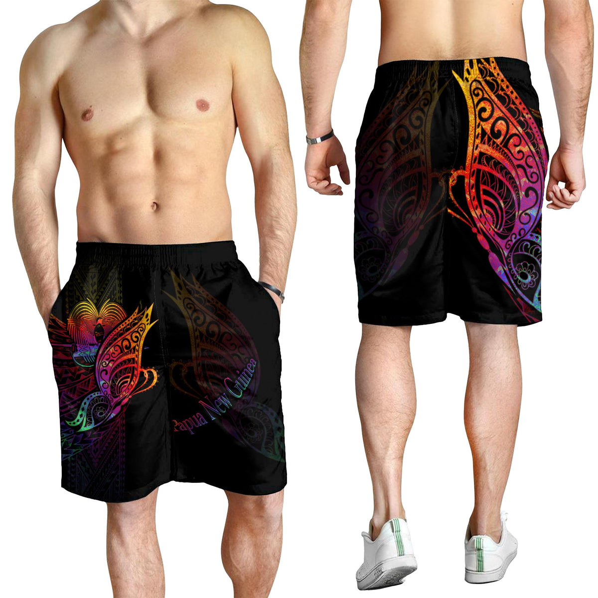 Papua New Guinea Men's Shorts - Butterfly Polynesian Style - Polynesian Pride