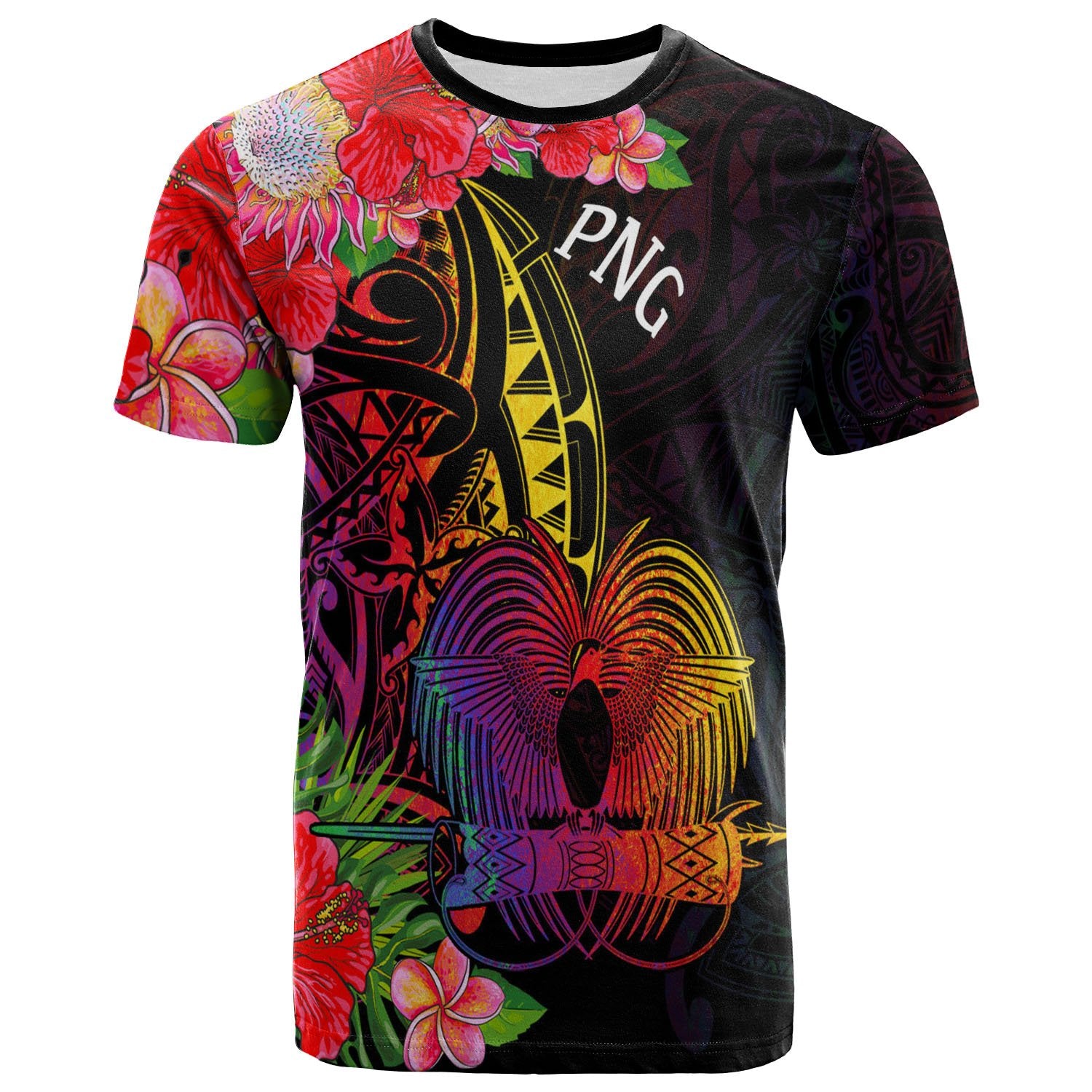 Papua New Guinea T Shirt Tropical Hippie Style Unisex Black - Polynesian Pride