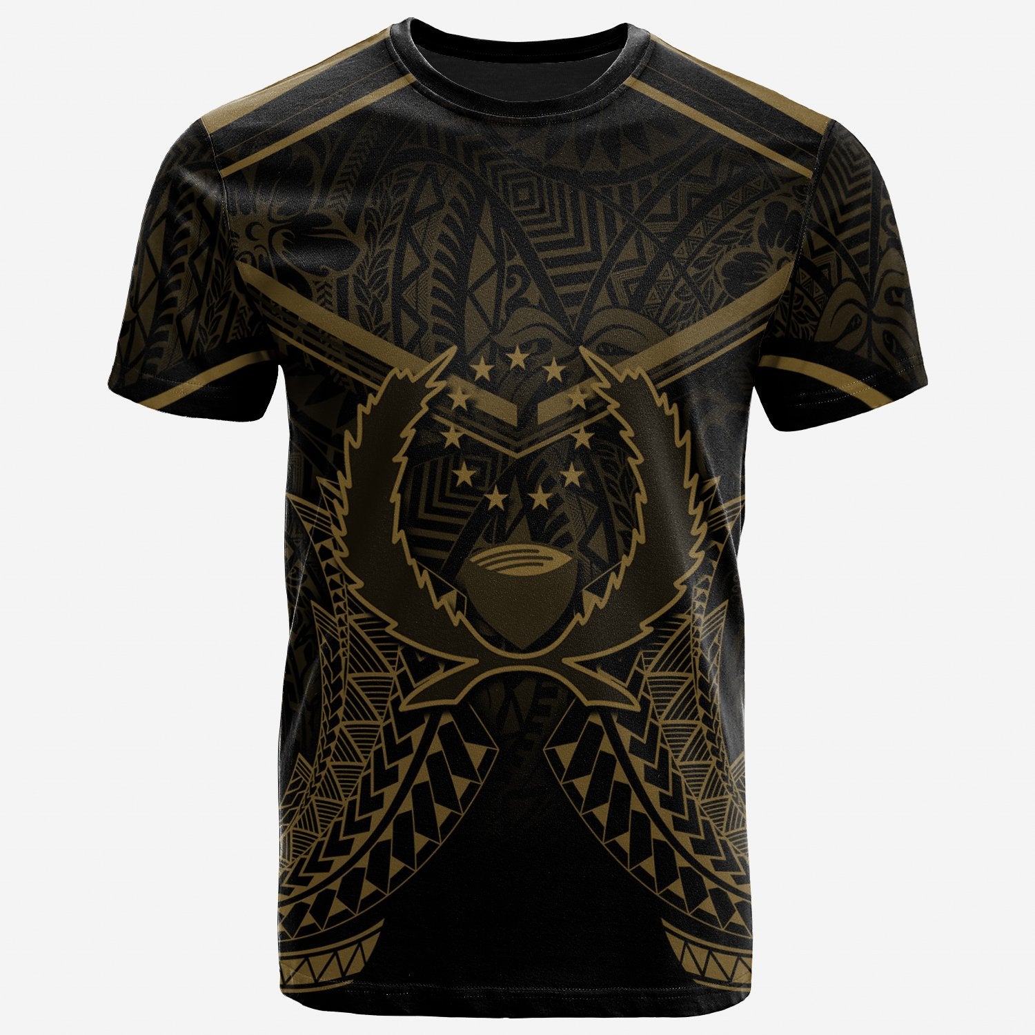 Pohnpei T Shirt Pohnpei Seal With Gold Line Style Unisex Black - Polynesian Pride