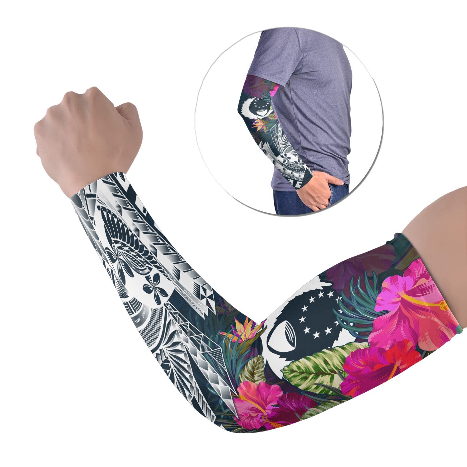 Pohnpei Arm Sleeve (Set of 2) - Summer Vibes Set of 2 Black - Polynesian Pride