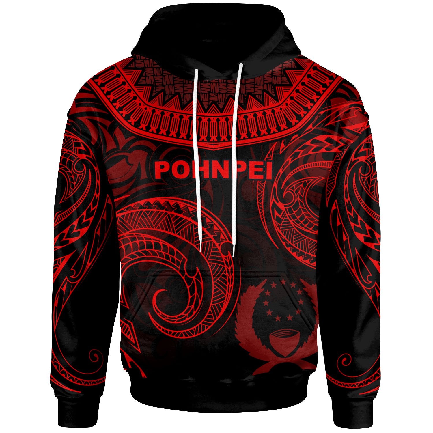 Pohnpei Hoodie Palm Leaf Texture Red Unisex Red - Polynesian Pride