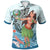 Pohnpei Polo Shirt Polynesian Girls With Shark Unisex Blue - Polynesian Pride