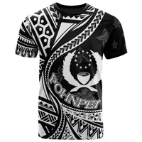 Pohnpei State T Shirt Plumeria Flowers White Version Unisex Black - Polynesian Pride