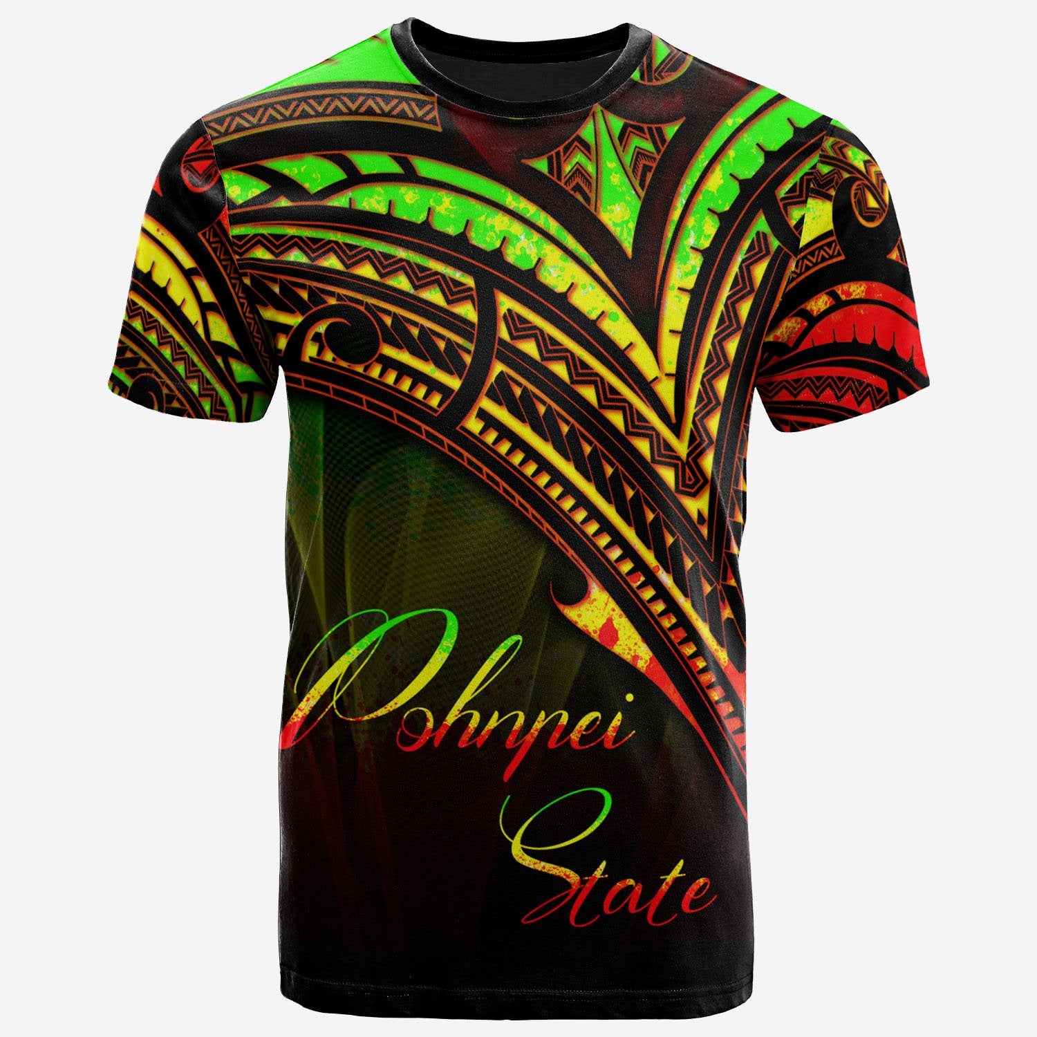 Pohnpei State T Shirt Reggae Color Cross Style Unisex Black - Polynesian Pride