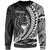 Pohnpei Sweatshirt - Wings Style White Color Unisex Black - Polynesian Pride