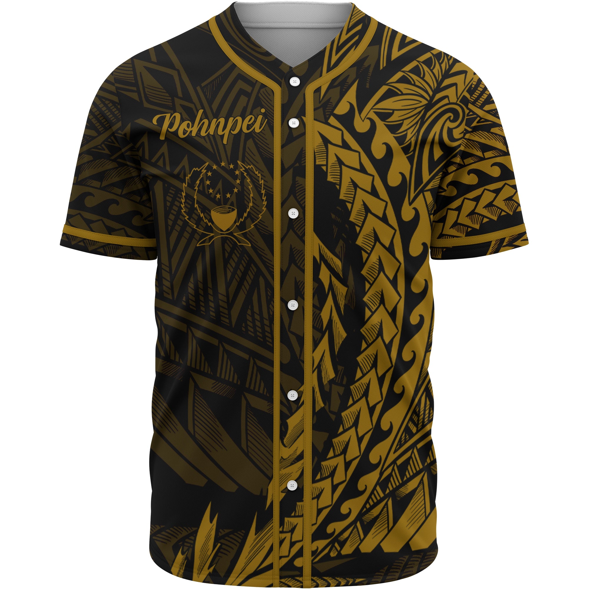 Pohnpei Baseball Shirt - Wings Style Unisex Gold - Polynesian Pride