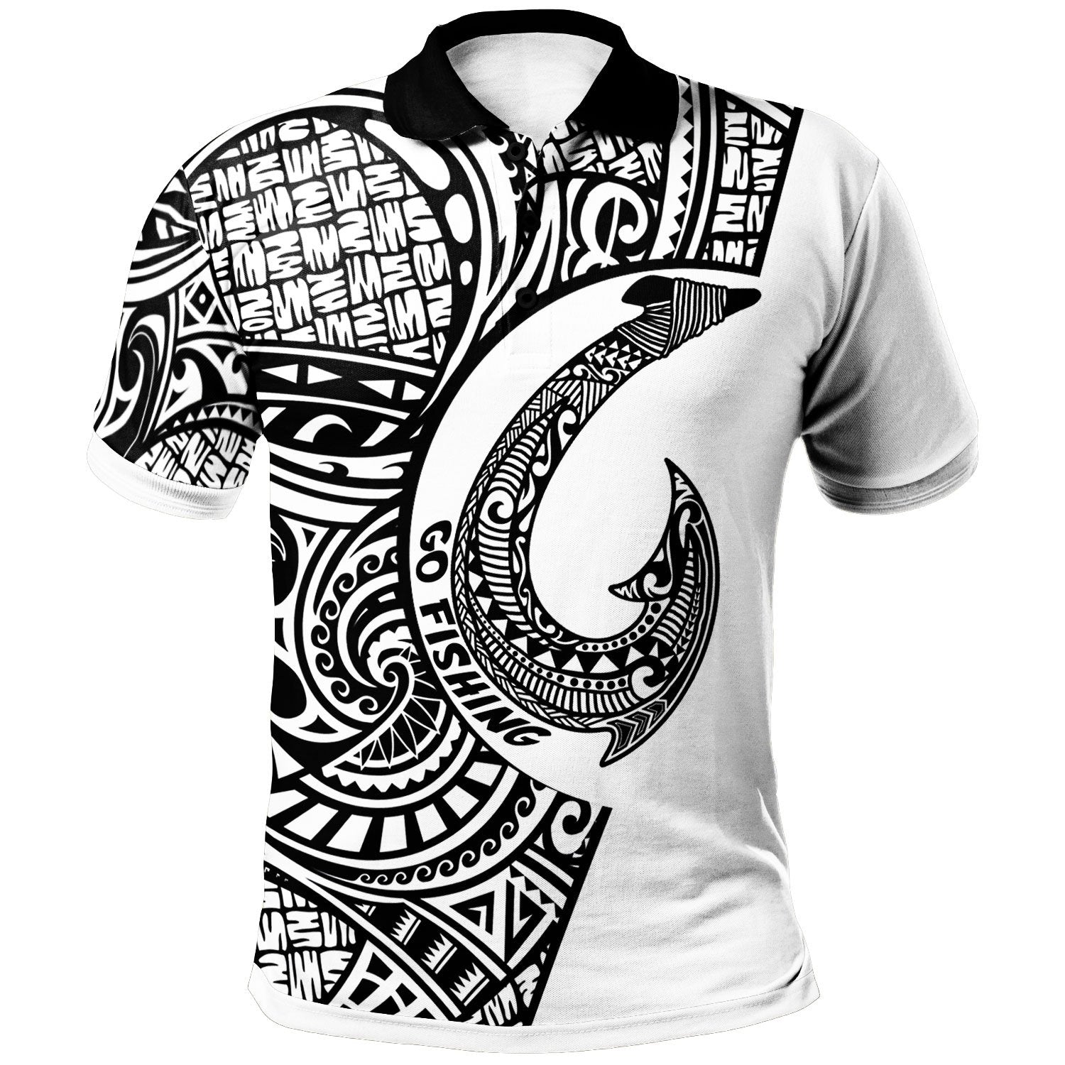 Nauru Polo Shirt Go Fishing Unisex Black - Polynesian Pride