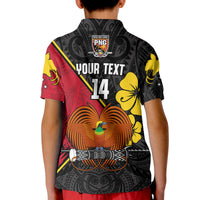 (Custom Text and Number) The Kumuls PNG Polo Shirt KID Papua New Guinea Polynesian Dynamic Style Black LT14 - Polynesian Pride