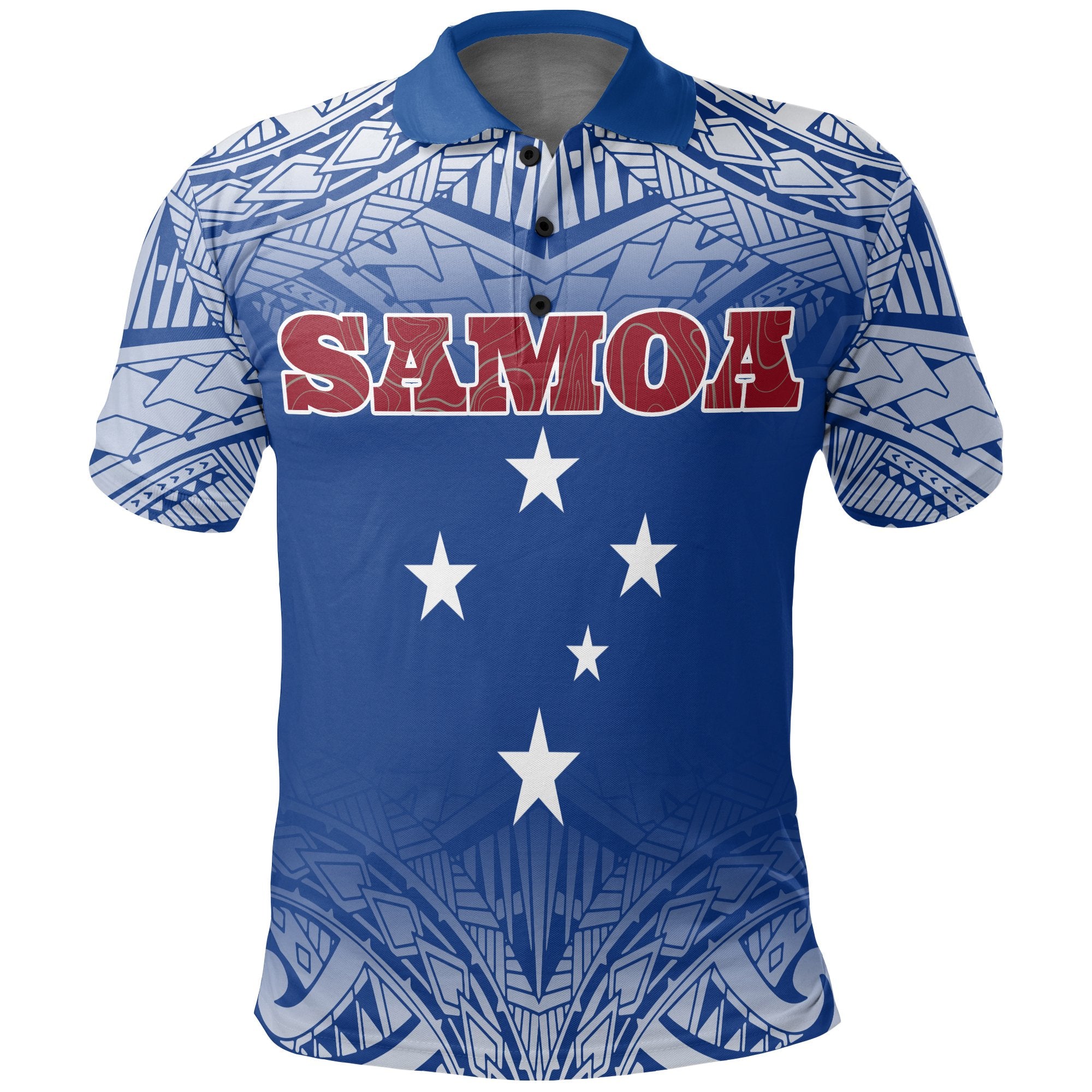 Samoa Polo Shirt Samoan Coat Of Arms Polynesian Tattoo Fog Blue Unisex Blue - Polynesian Pride