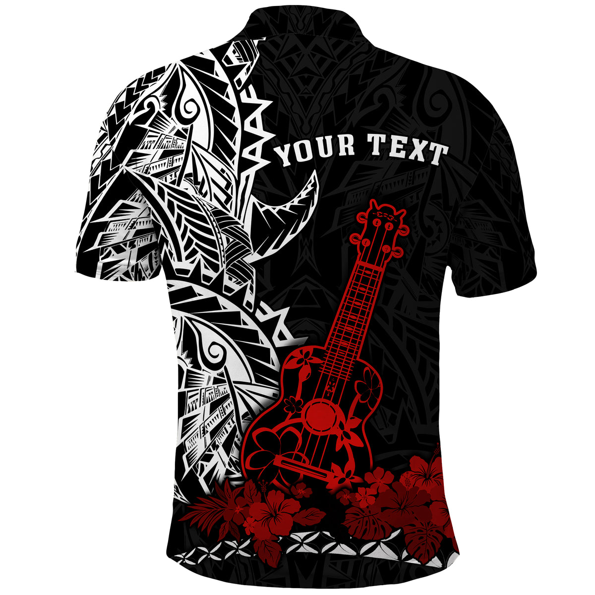 Custom Hawaii Polynesian Polo Shirt Red Ukulele LT13 - Polynesian Pride