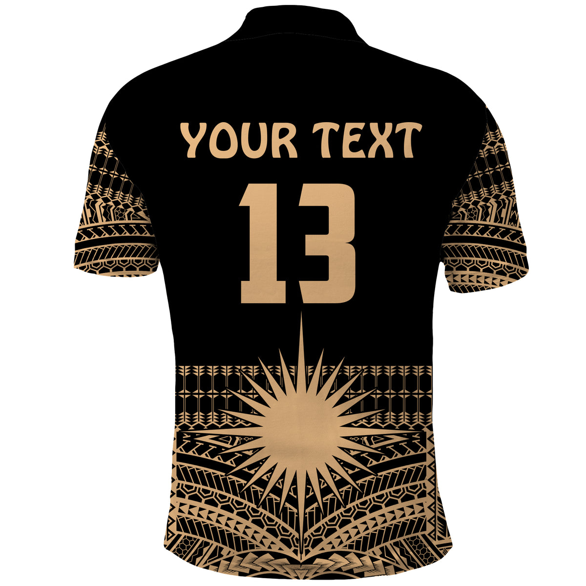(Custom Text and Number) Marshall Islands Polo Shirt Best Tattoo Version Golden LT13 - Polynesian Pride